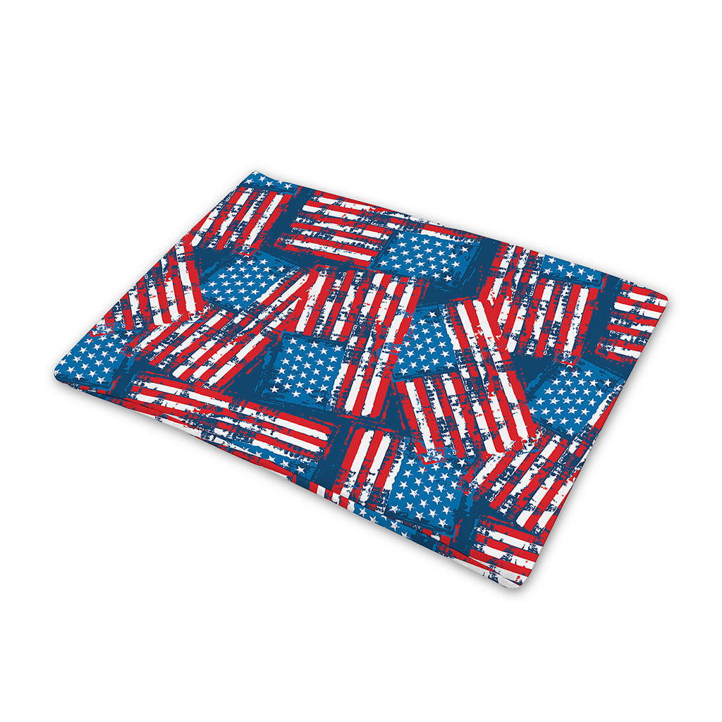 Grunge American Flag Pattern Print Pet Cooling Mat Cover