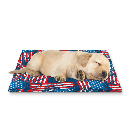 Grunge American Flag Pattern Print Pet Cooling Mat Cover