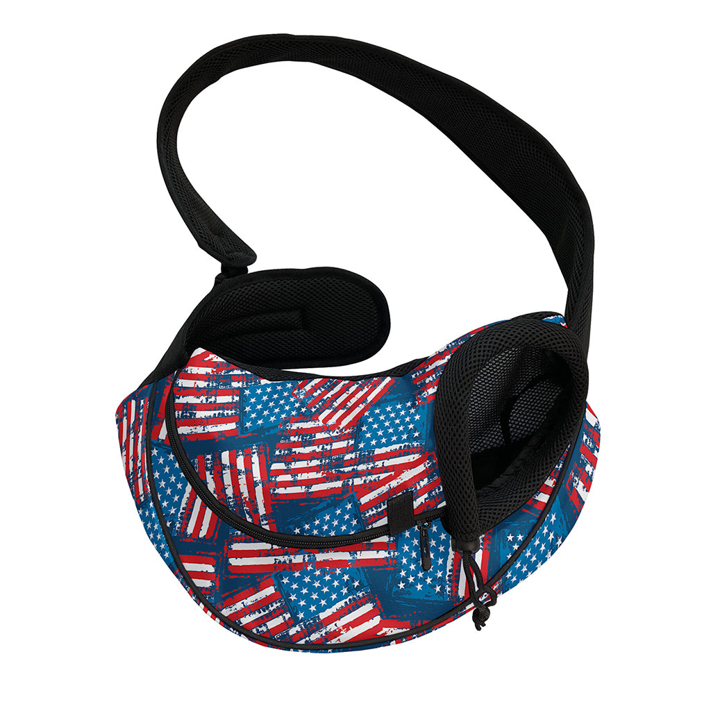 Grunge American Flag Pattern Print Pet Sling Carrier