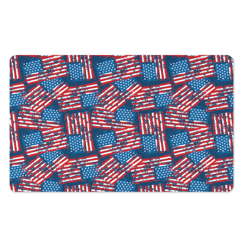 Grunge American Flag Pattern Print Polyester Doormat