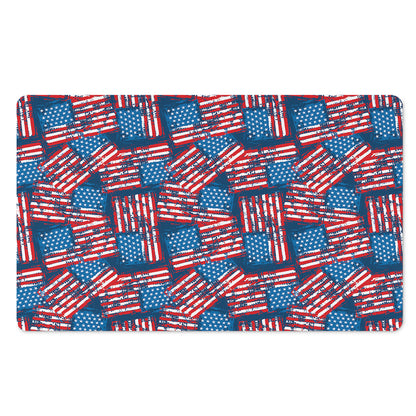 Grunge American Flag Pattern Print Polyester Doormat