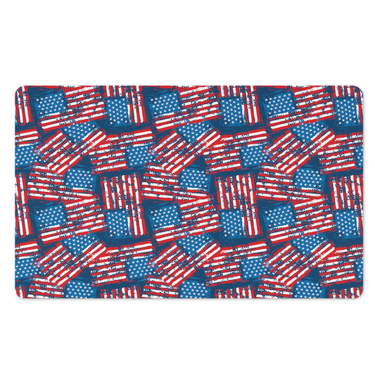 Grunge American Flag Pattern Print Polyester Doormat