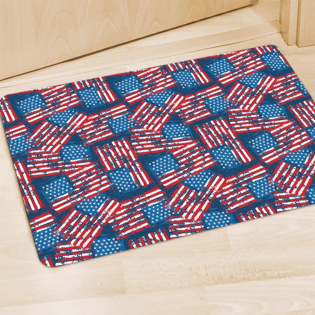 Grunge American Flag Pattern Print Polyester Doormat