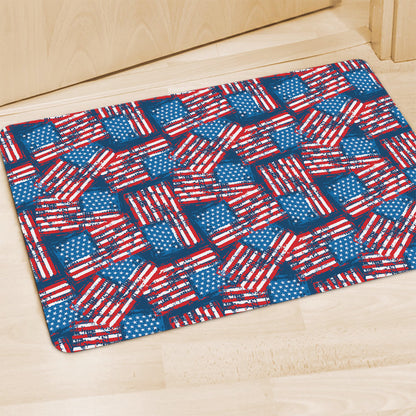 Grunge American Flag Pattern Print Polyester Doormat