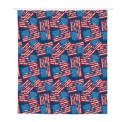 Grunge American Flag Pattern Print Polyester Shower Curtain