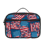 Grunge American Flag Pattern Print Portable Lunch Bag