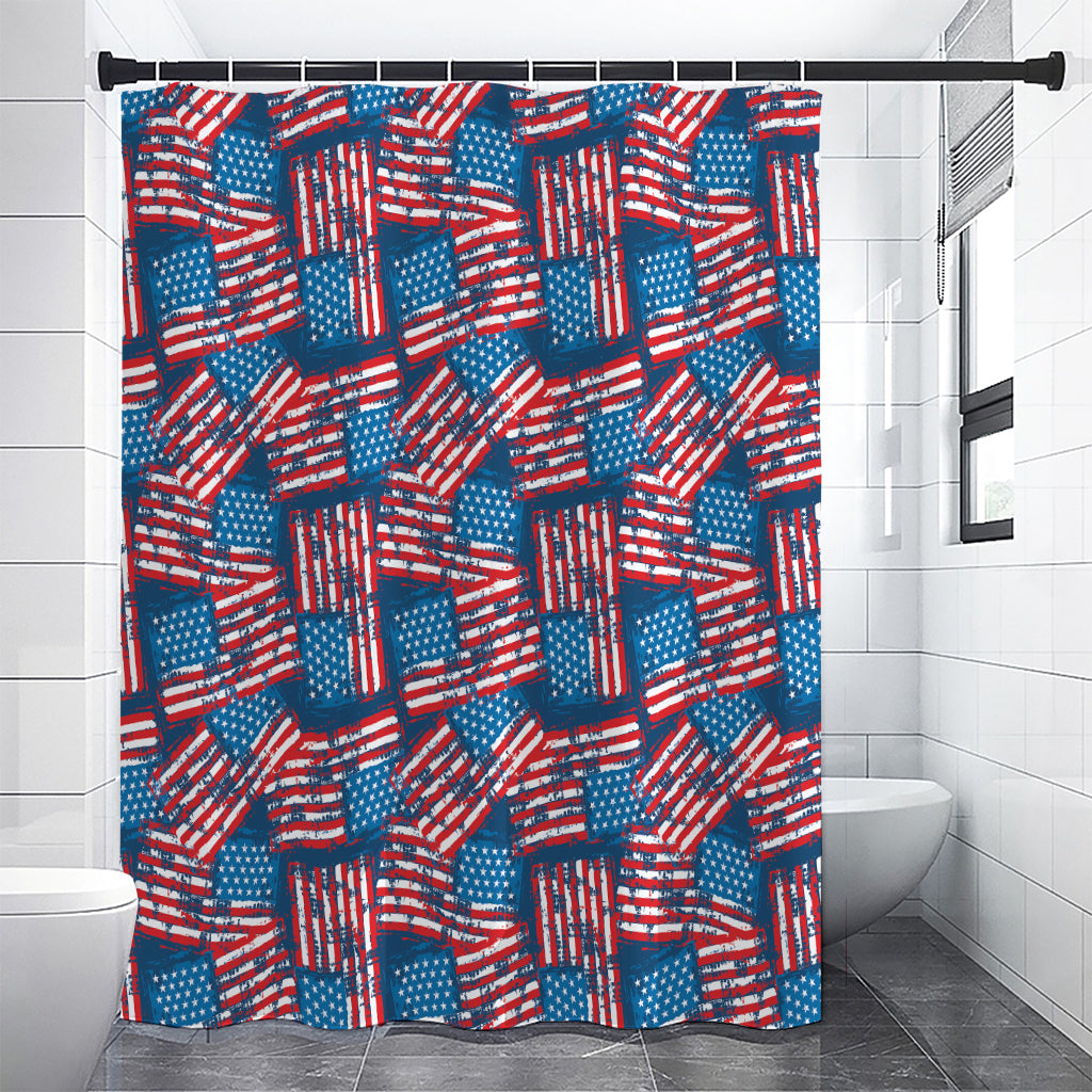 Grunge American Flag Pattern Print Premium Shower Curtain