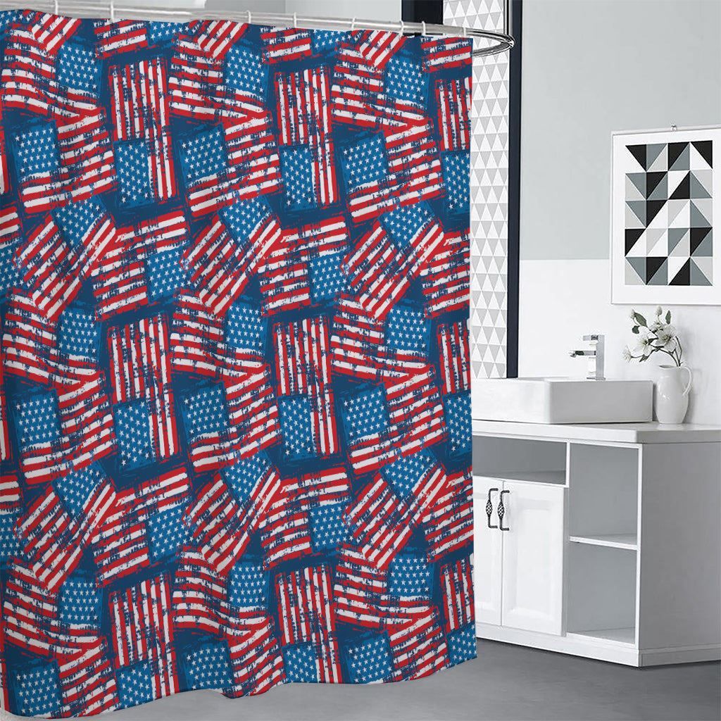 Grunge American Flag Pattern Print Premium Shower Curtain