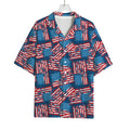 Grunge American Flag Pattern Print Rayon Hawaiian Shirt