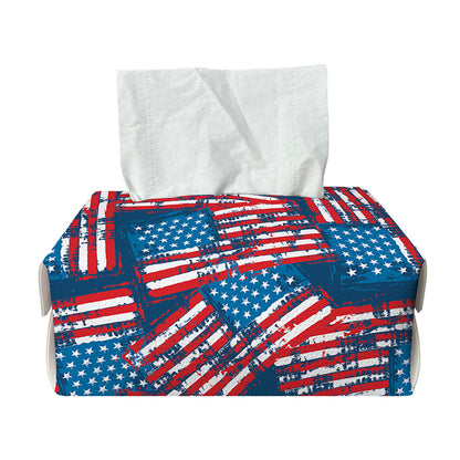 Grunge American Flag Pattern Print Rectangle Tissue Box Cover