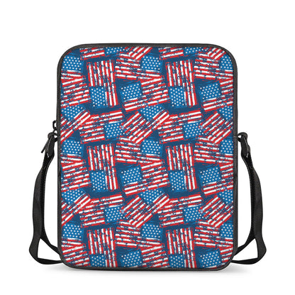 Grunge American Flag Pattern Print Rectangular Crossbody Bag