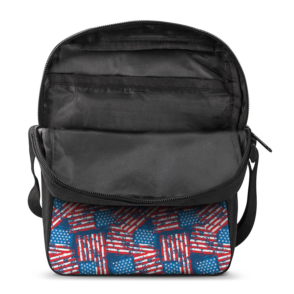 Grunge American Flag Pattern Print Rectangular Crossbody Bag
