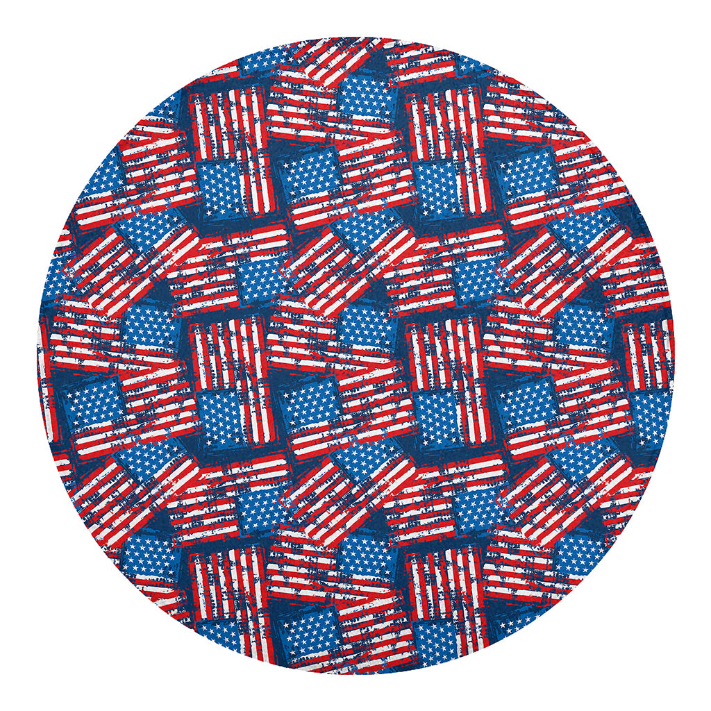 Grunge American Flag Pattern Print Round Blanket