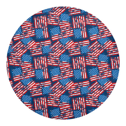 Grunge American Flag Pattern Print Round Blanket