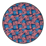 Grunge American Flag Pattern Print Round Floor Mat