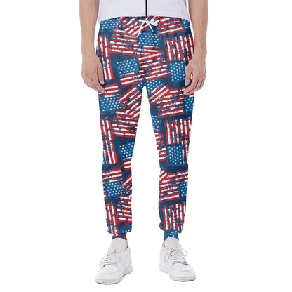 Grunge American Flag Pattern Print Scuba Joggers