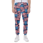 Grunge American Flag Pattern Print Scuba Joggers
