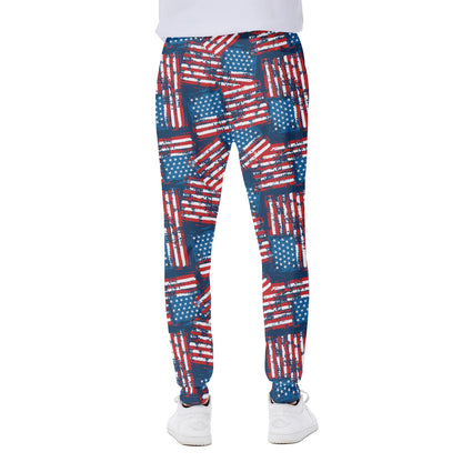 Grunge American Flag Pattern Print Scuba Joggers