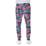 Grunge American Flag Pattern Print Scuba Joggers