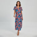 Grunge American Flag Pattern Print Short Sleeve Maxi Dress