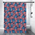 Grunge American Flag Pattern Print Shower Curtain