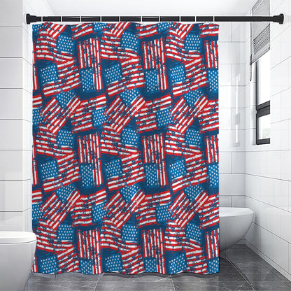 Grunge American Flag Pattern Print Shower Curtain