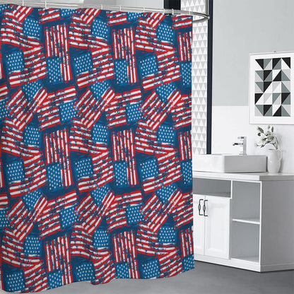 Grunge American Flag Pattern Print Shower Curtain