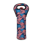 Grunge American Flag Pattern Print Single Neoprene Wine Tote