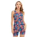 Grunge American Flag Pattern Print Sleeveless One Piece Swimsuit
