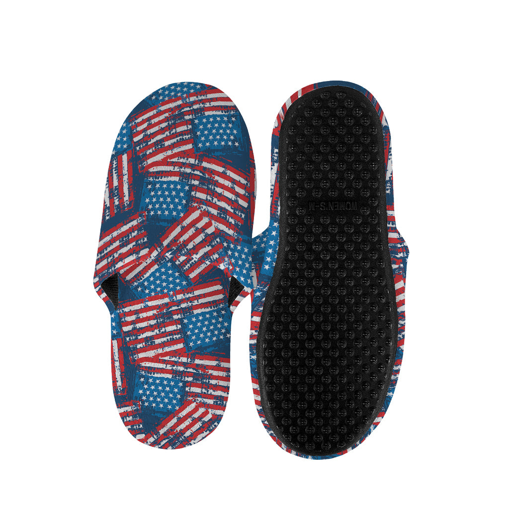 Grunge American Flag Pattern Print Slippers