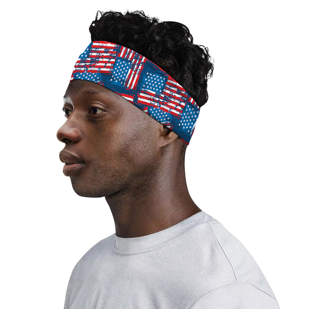 Grunge American Flag Pattern Print Sports Headband