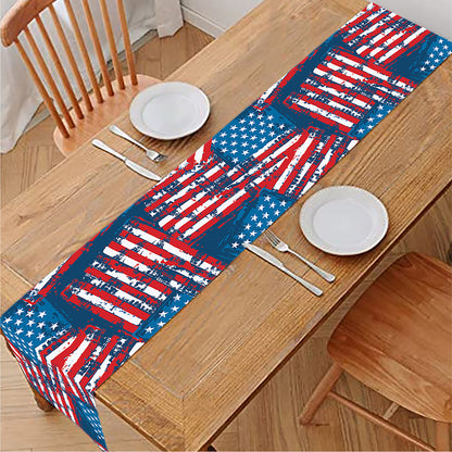 Grunge American Flag Pattern Print Table Runner