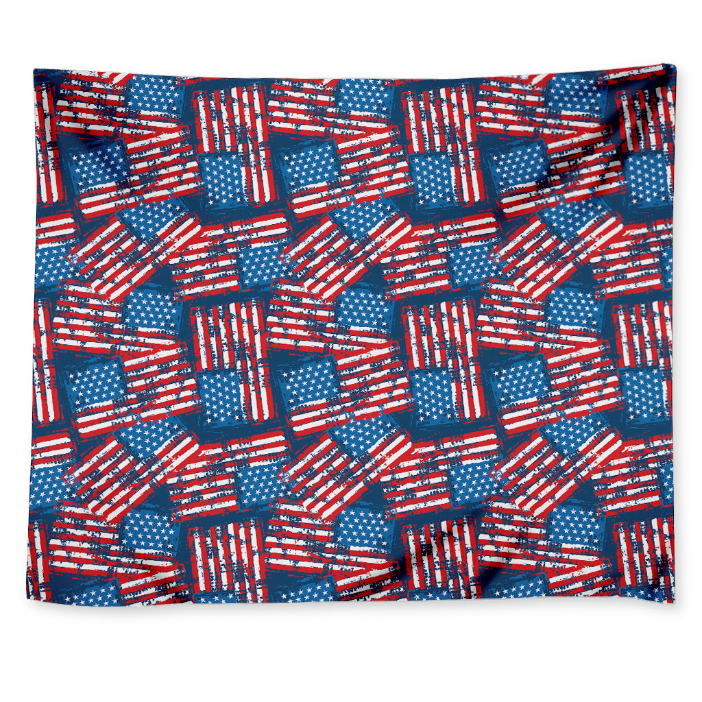 Grunge American Flag Pattern Print Tapestry