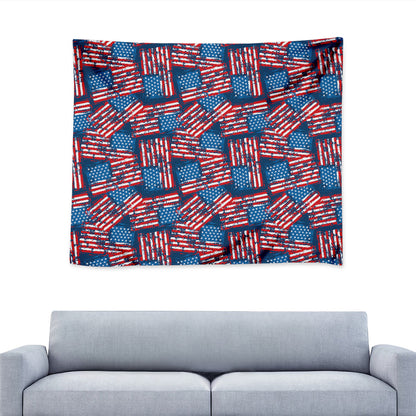 Grunge American Flag Pattern Print Tapestry