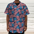 Grunge American Flag Pattern Print Textured Short Sleeve Shirt