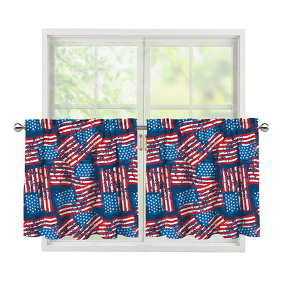 Grunge American Flag Pattern Print Tier Curtains