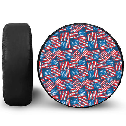 Grunge American Flag Pattern Print Tire Cover