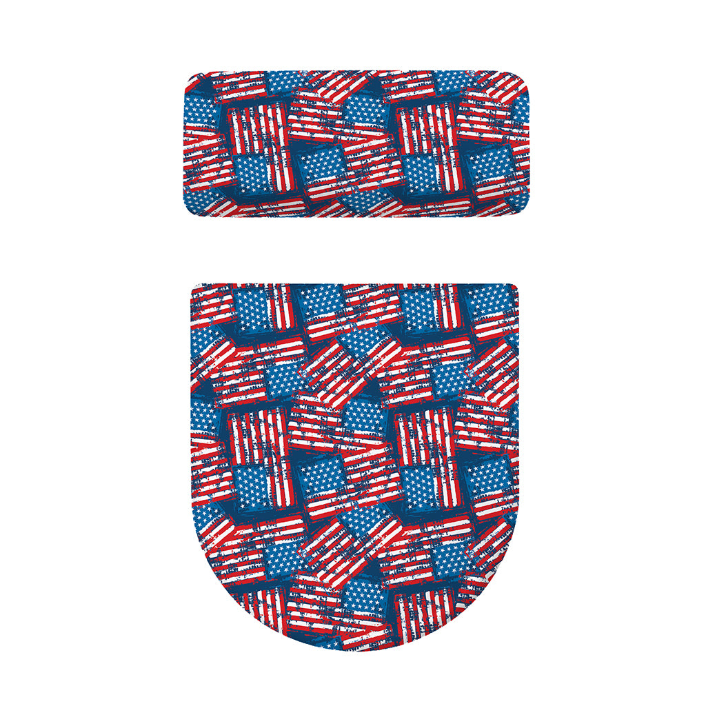 Grunge American Flag Pattern Print Toilet Lid And Tank Cover Set