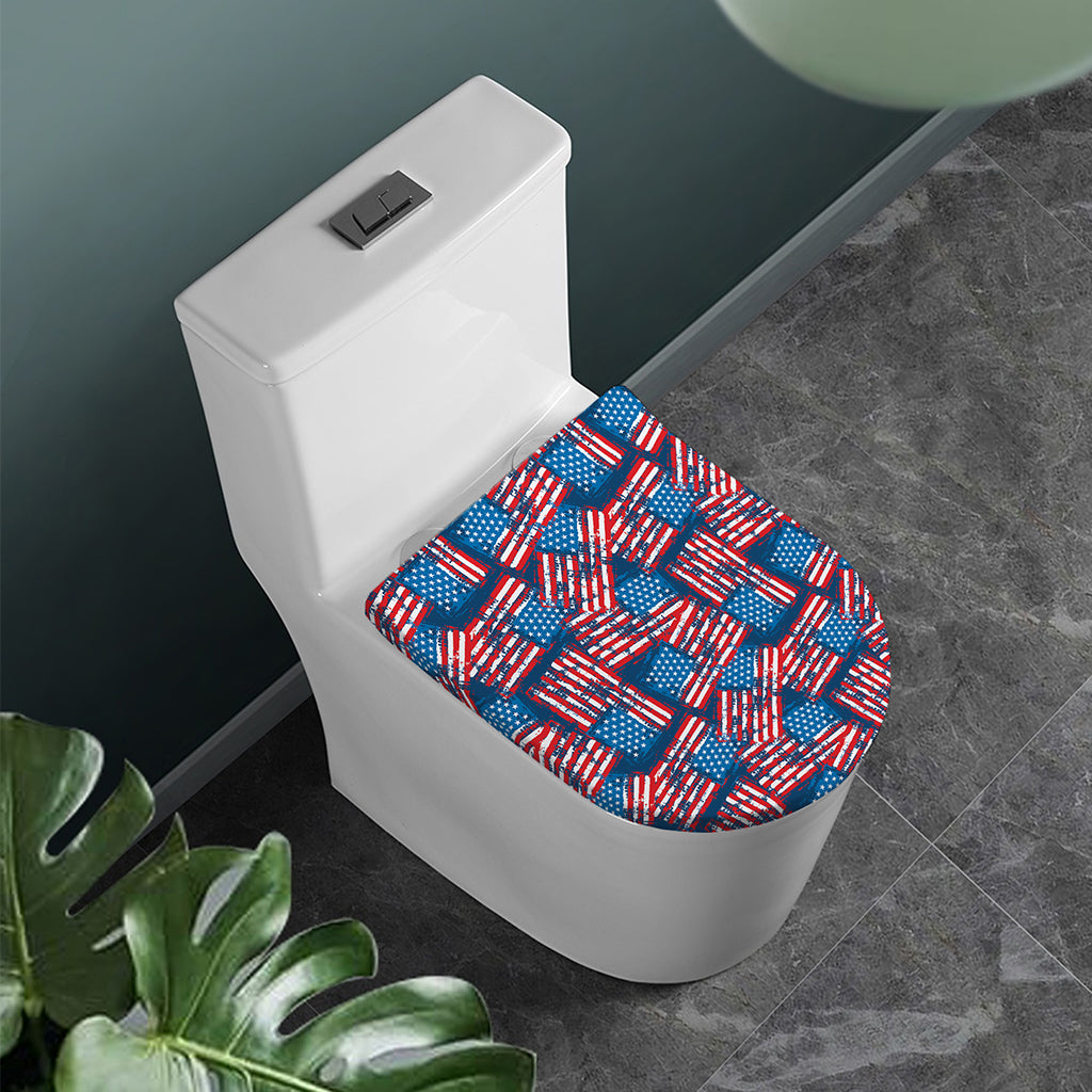 Grunge American Flag Pattern Print Toilet Lid Cover