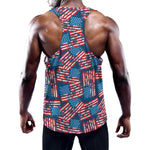 Grunge American Flag Pattern Print Training Tank Top