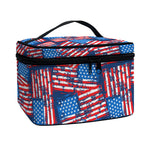 Grunge American Flag Pattern Print Travel Makeup Bag