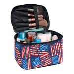 Grunge American Flag Pattern Print Travel Makeup Bag