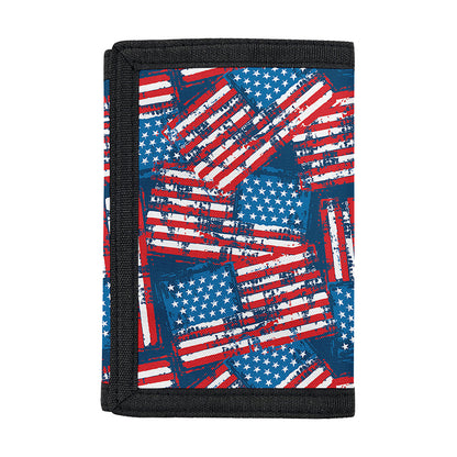 Grunge American Flag Pattern Print Trifold Wallet