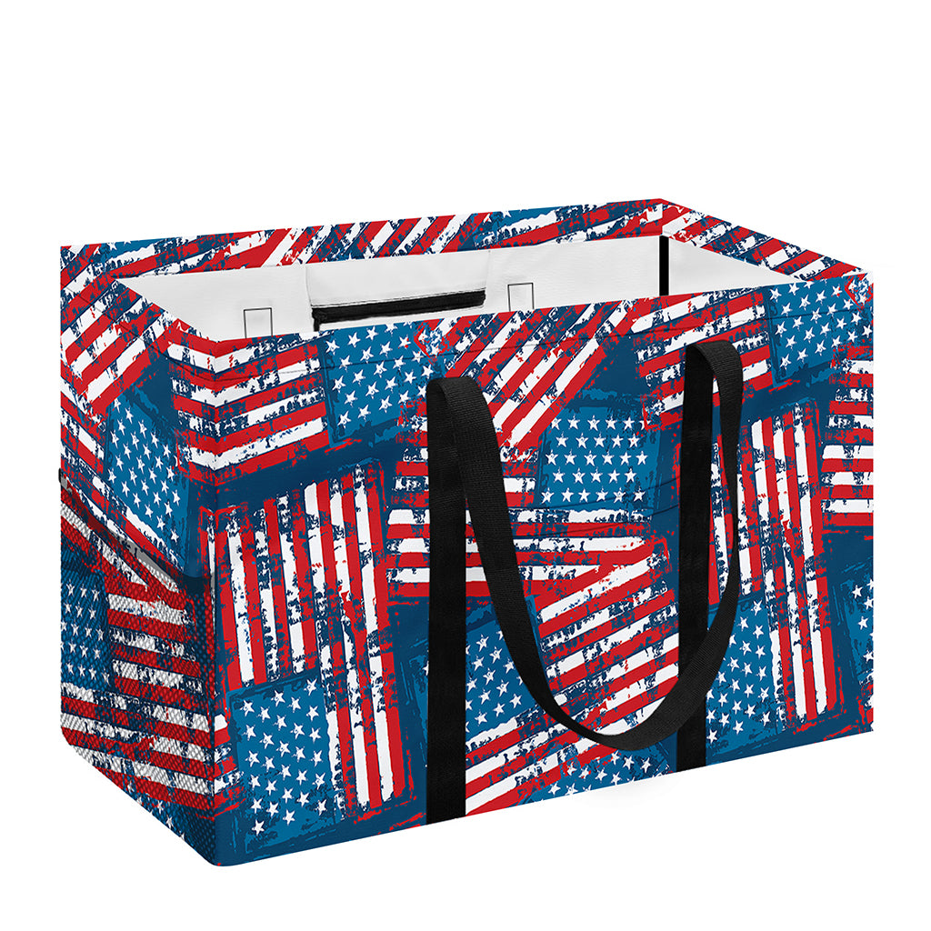 Grunge American Flag Pattern Print Utility Tote Bag
