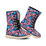 Grunge American Flag Pattern Print Winter Boots