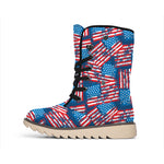 Grunge American Flag Pattern Print Winter Boots