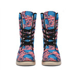 Grunge American Flag Pattern Print Winter Boots