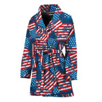 Grunge American Flag Pattern Print Women's Bathrobe