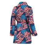 Grunge American Flag Pattern Print Women's Bathrobe
