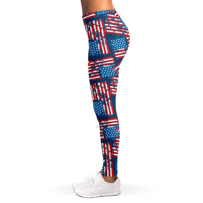 Grunge American Flag Pattern Print Women's Leggings